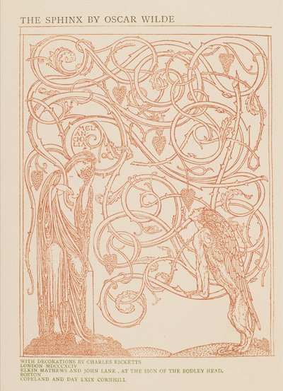 Melancolia, design para o frontispício de "A Esfinge sem um Segredo", de Oscar Wilde, pub. por Elkin Mathews e John Lane, 1894 de Charles Ricketts